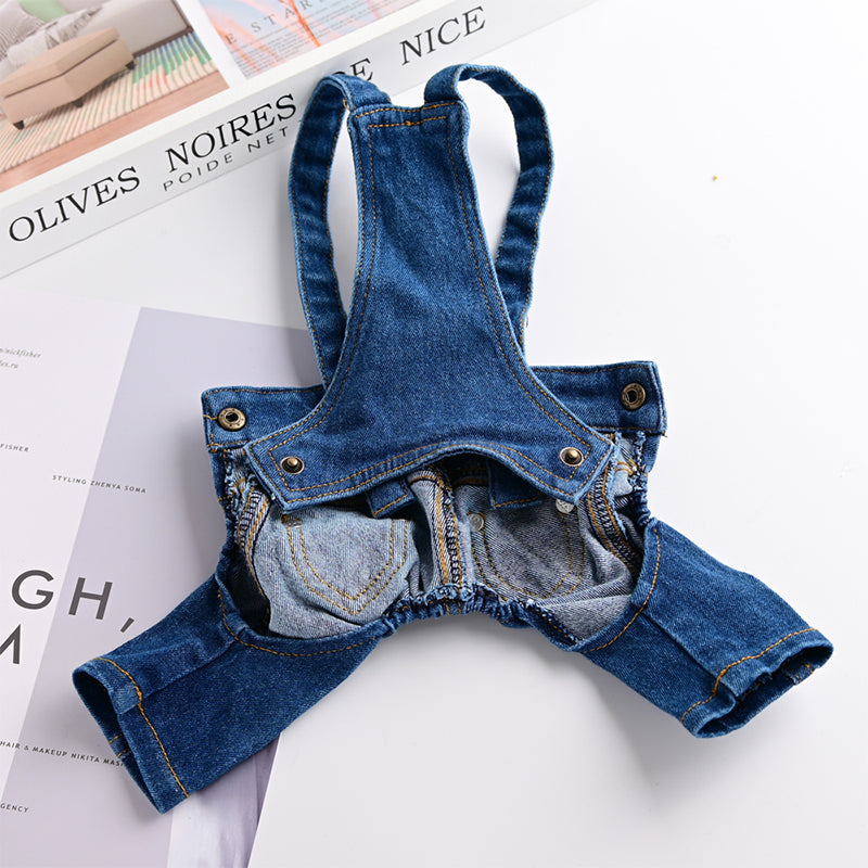 Denim Jumpsuit for Small Pets - Doot's Pet LLC Collars For A Cause