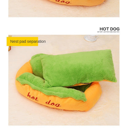 Hot Dog Shaped Pet Bed