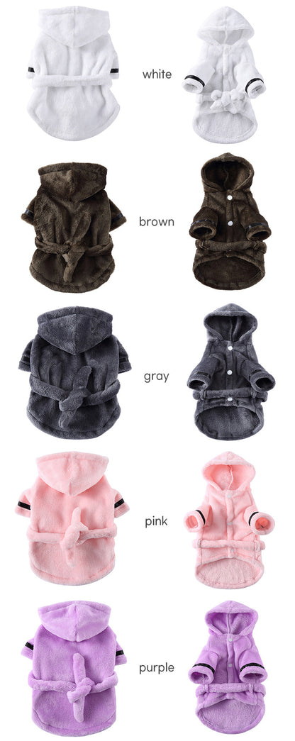 Luxury Soft Pet Dog Puppy Hooded Bathrobe