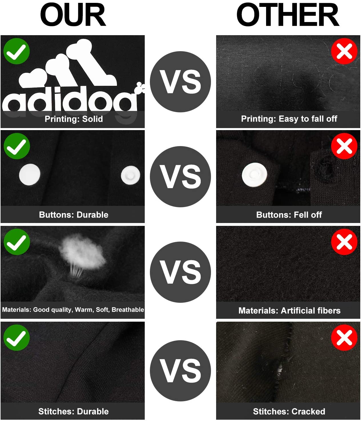 Adidog Pet Pet Four-Legged Hoodie XS-XXL - Doot's Pet LLC Collars For A Cause