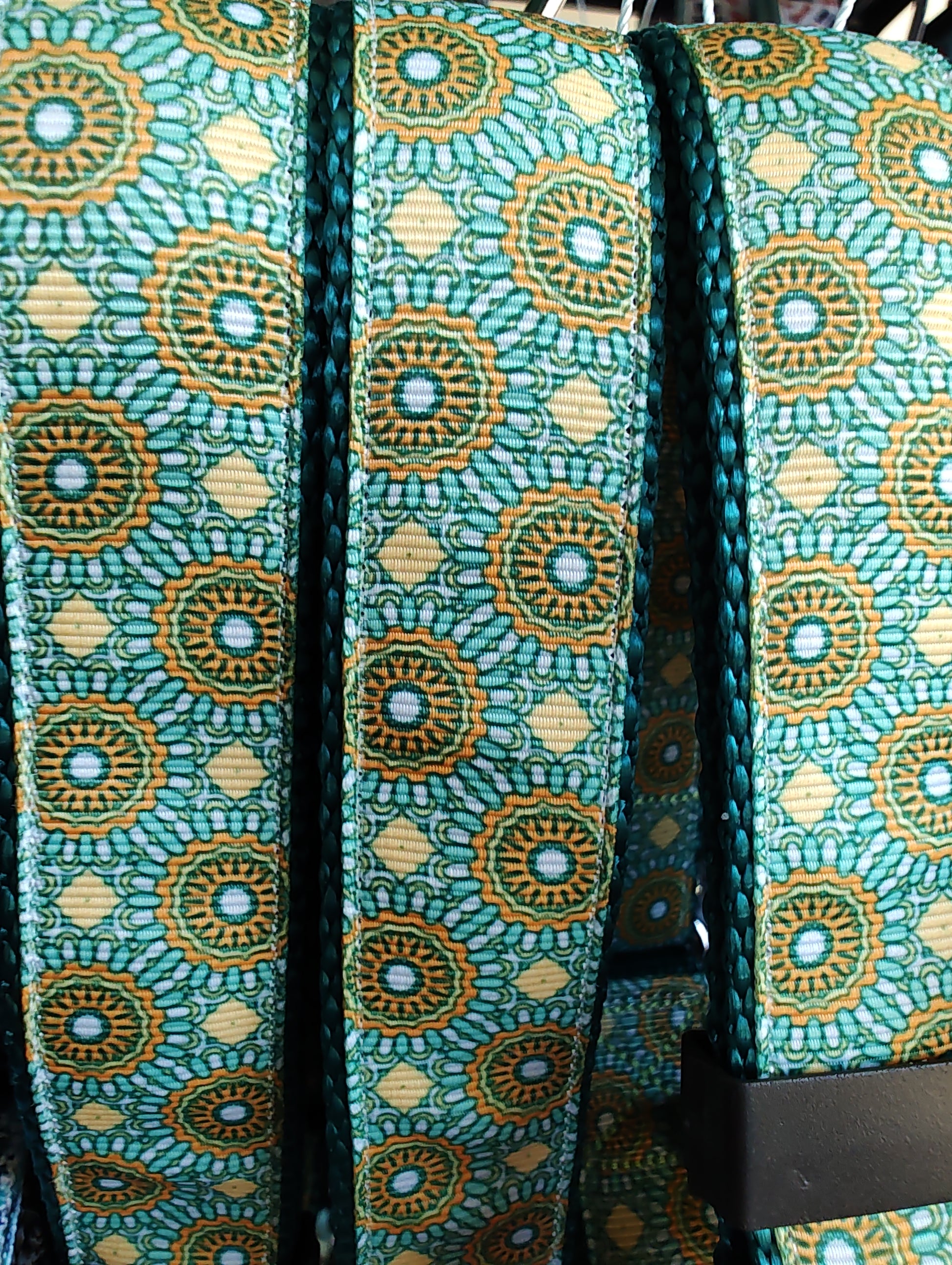 Green/Yellow Tribal Green Nylon Dog Collar MD, LG, XL, Leash - Doot's Pet LLC Collars For A Cause