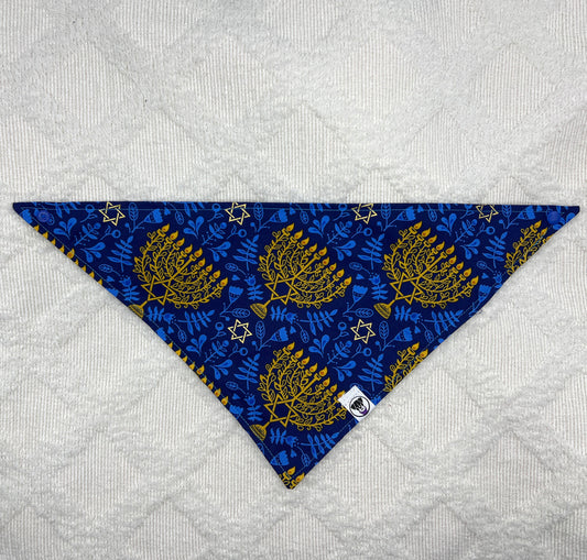 Hanukkah Menorah Dark Blue Bandana