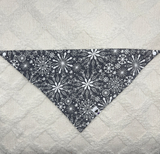 Grey Winter Snowflakes  Bandana