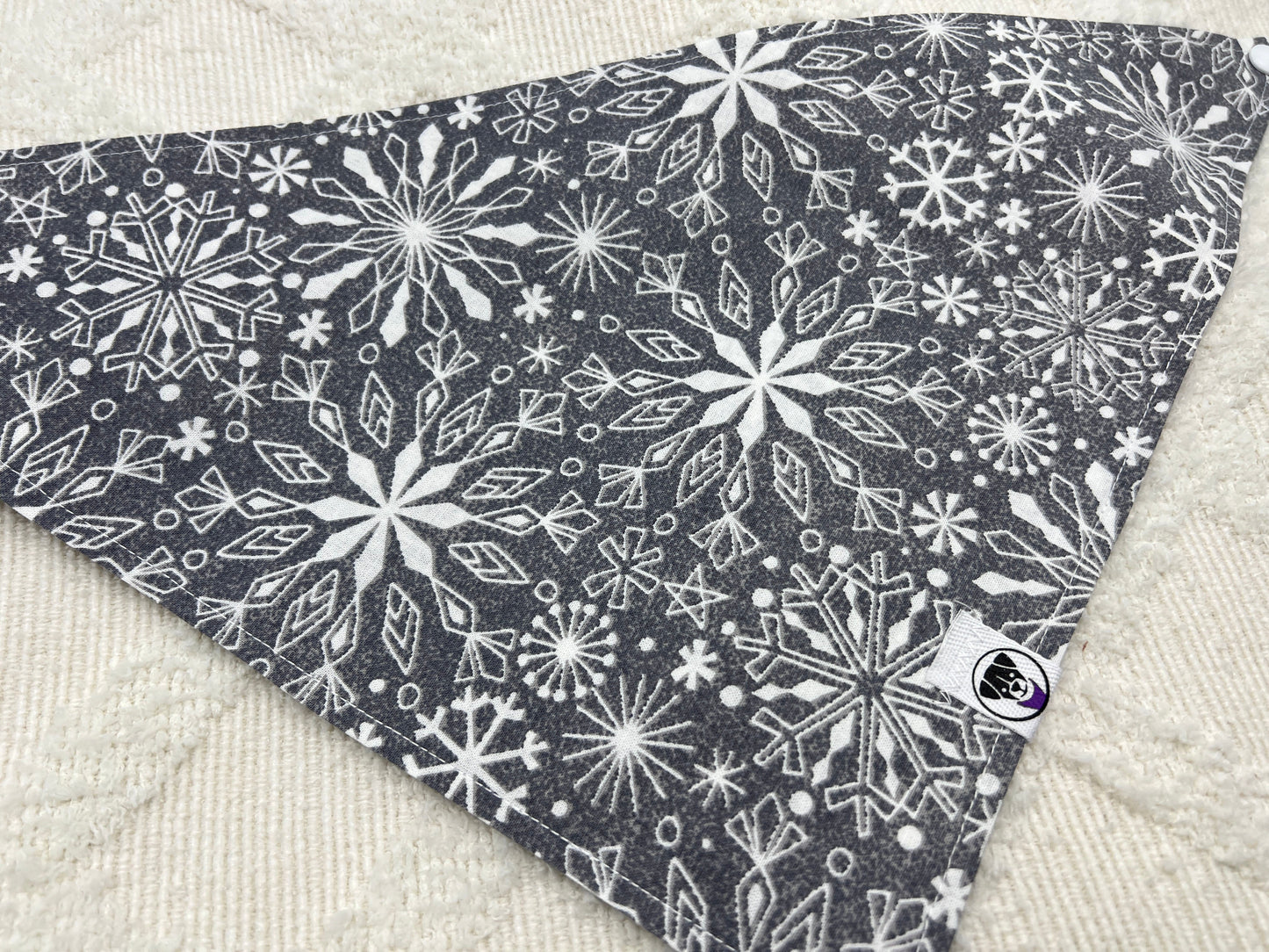 Grey Winter Snowflakes  Bandana