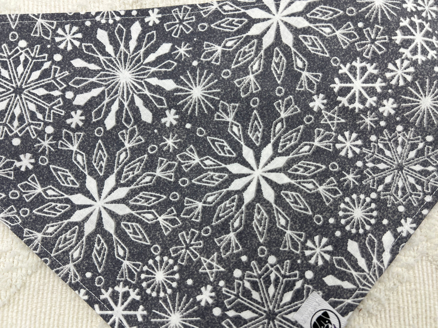 Grey Winter Snowflakes  Bandana