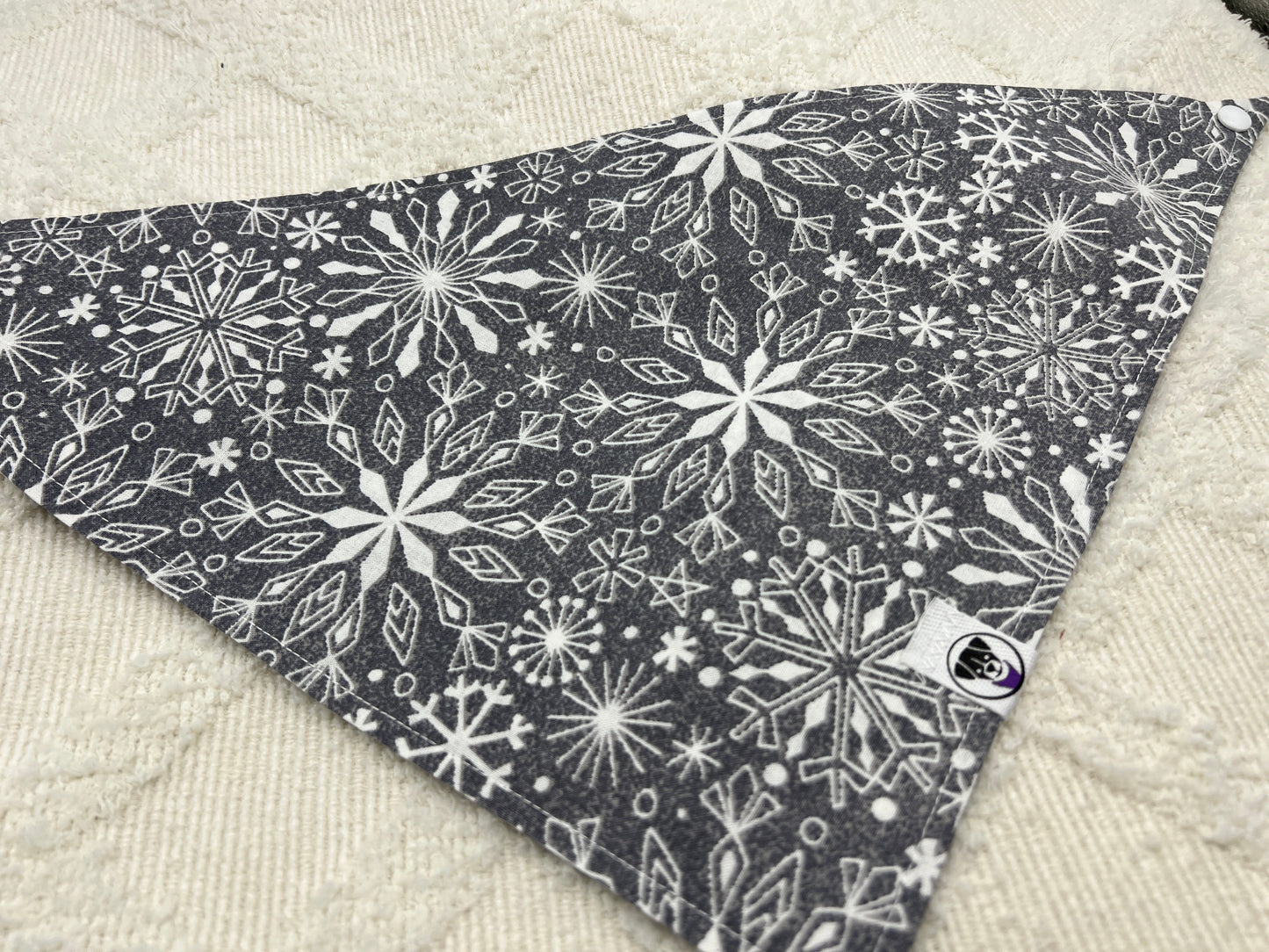 Grey Winter Snowflakes  Bandana