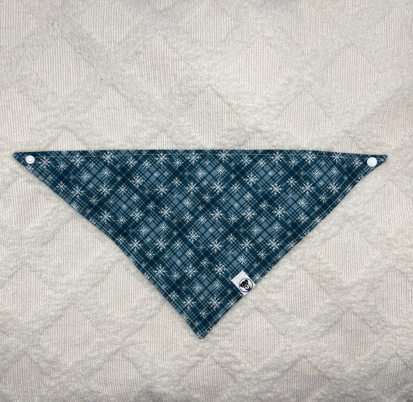 Blue Snowflake Plaid Bandana