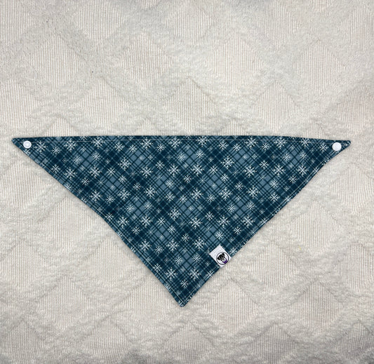Blue Snowflake Plaid Bandana
