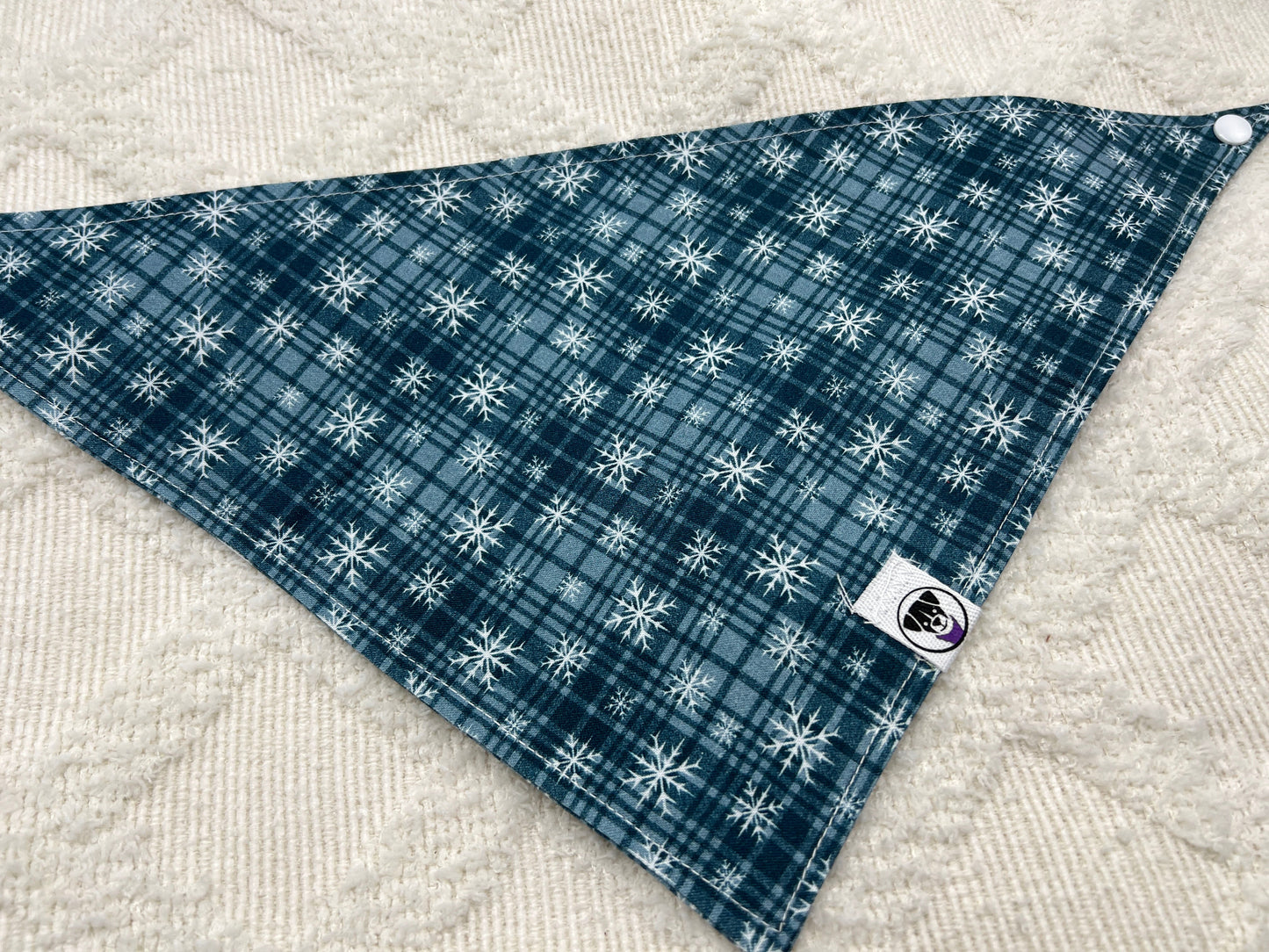 Blue Snowflake Plaid Bandana