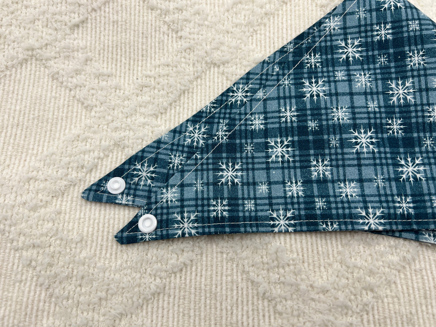 Blue Snowflake Plaid Bandana