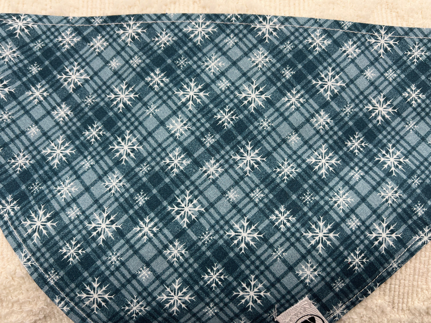Blue Snowflake Plaid Bandana