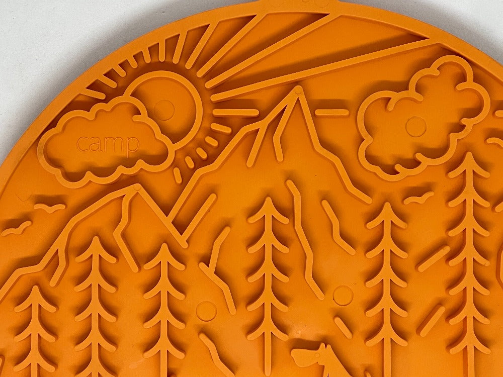 Camp eMat - Enrichment Lick Mat For Dogs and Cats - with Suction Cups | Retro Van Design | USA Made - Doot's Pet LLC Collars For A Cause