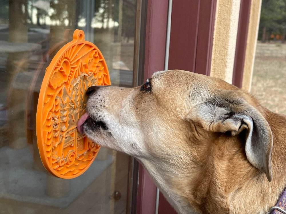 Camp eMat - Enrichment Lick Mat For Dogs and Cats - with Suction Cups | Retro Van Design | USA Made - Doot's Pet LLC Collars For A Cause