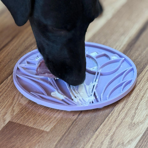 Tulip Design eMat - Enrichment Lick Mat For Dogs and Cats - With Suction Cups | USA Made - Doot's Pet LLC Collars For A Cause