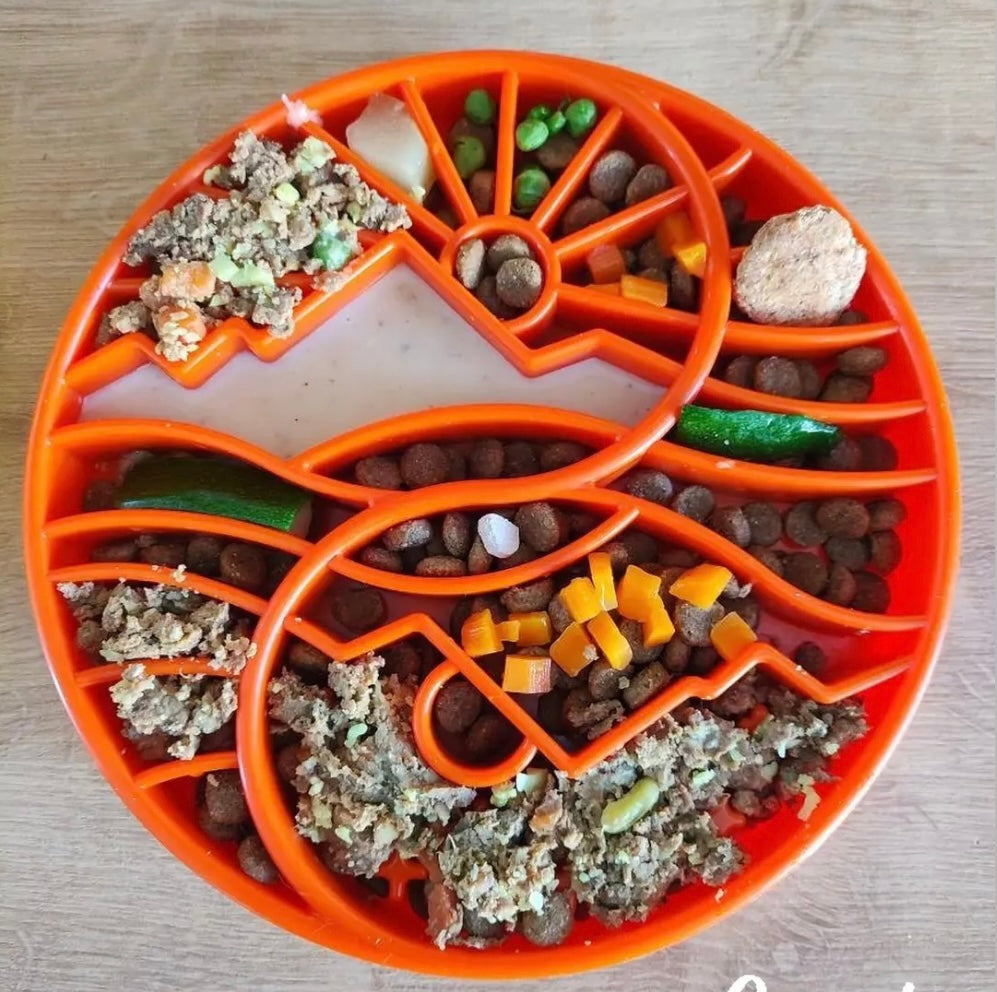 Sun and Moon eTray - Shallow Slow Feeder Dog Bowl for Enrichment | USA Made - Doot's Pet LLC Collars For A Cause