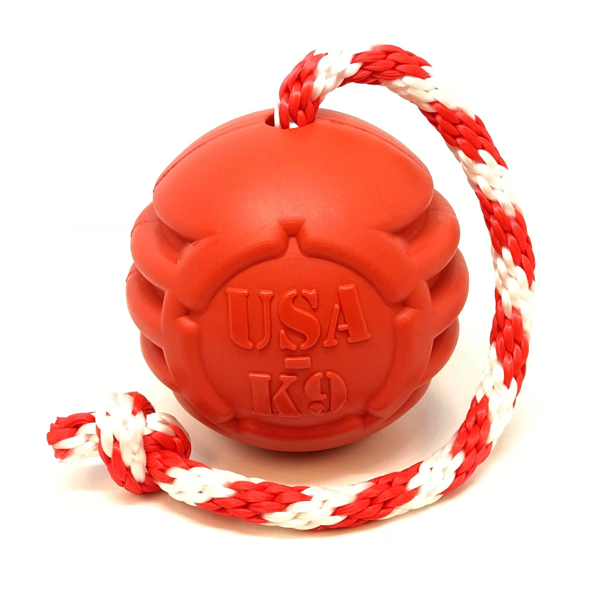 USA-K9 Stars and Stripes Ultra-Durable Durable Rubber Chew Toy, Reward Toy, Tug Toy, and Retrieving Toy - Red - Doot's Pet LLC Collars For A Cause