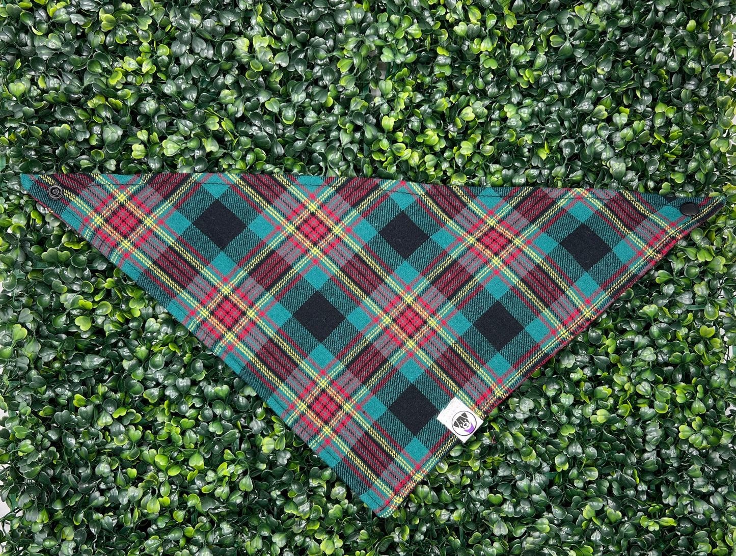 Teal and Red Flannel Bandana