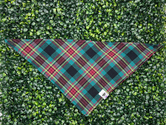 Teal and Red Flannel Bandana