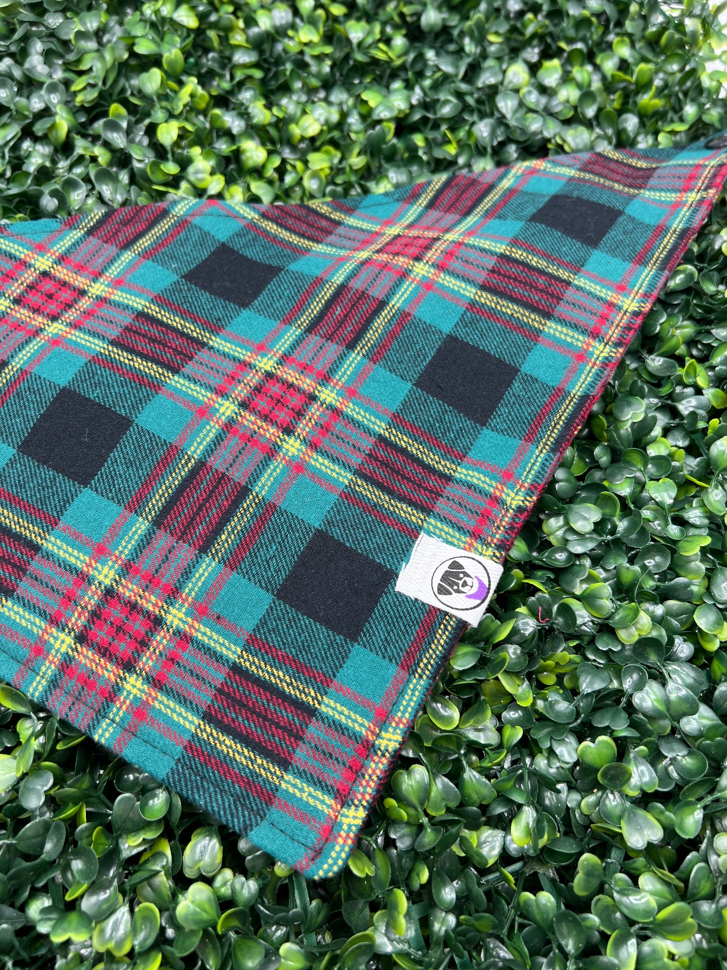 Teal and Red Flannel Bandana