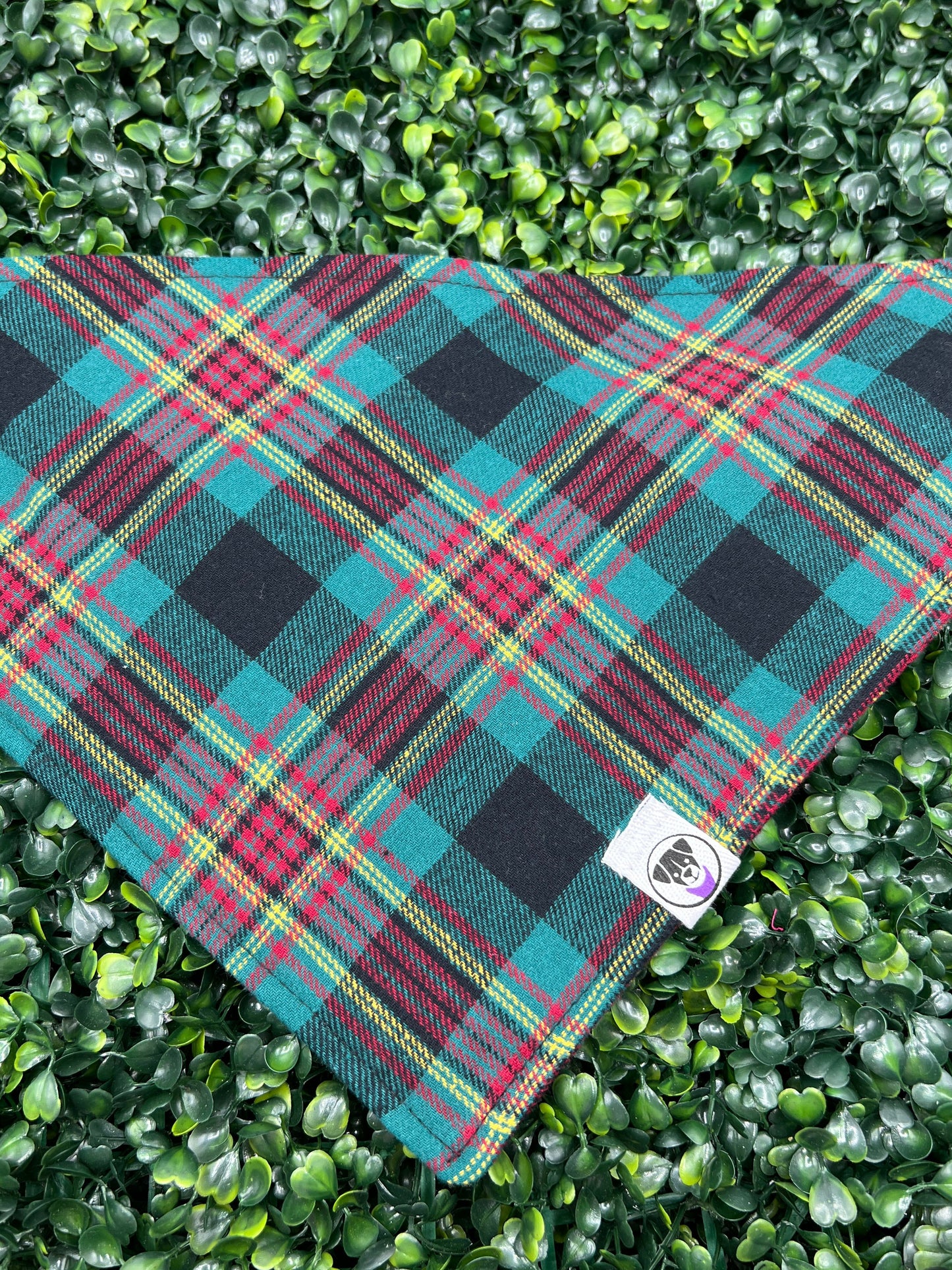 Teal and Red Flannel Bandana