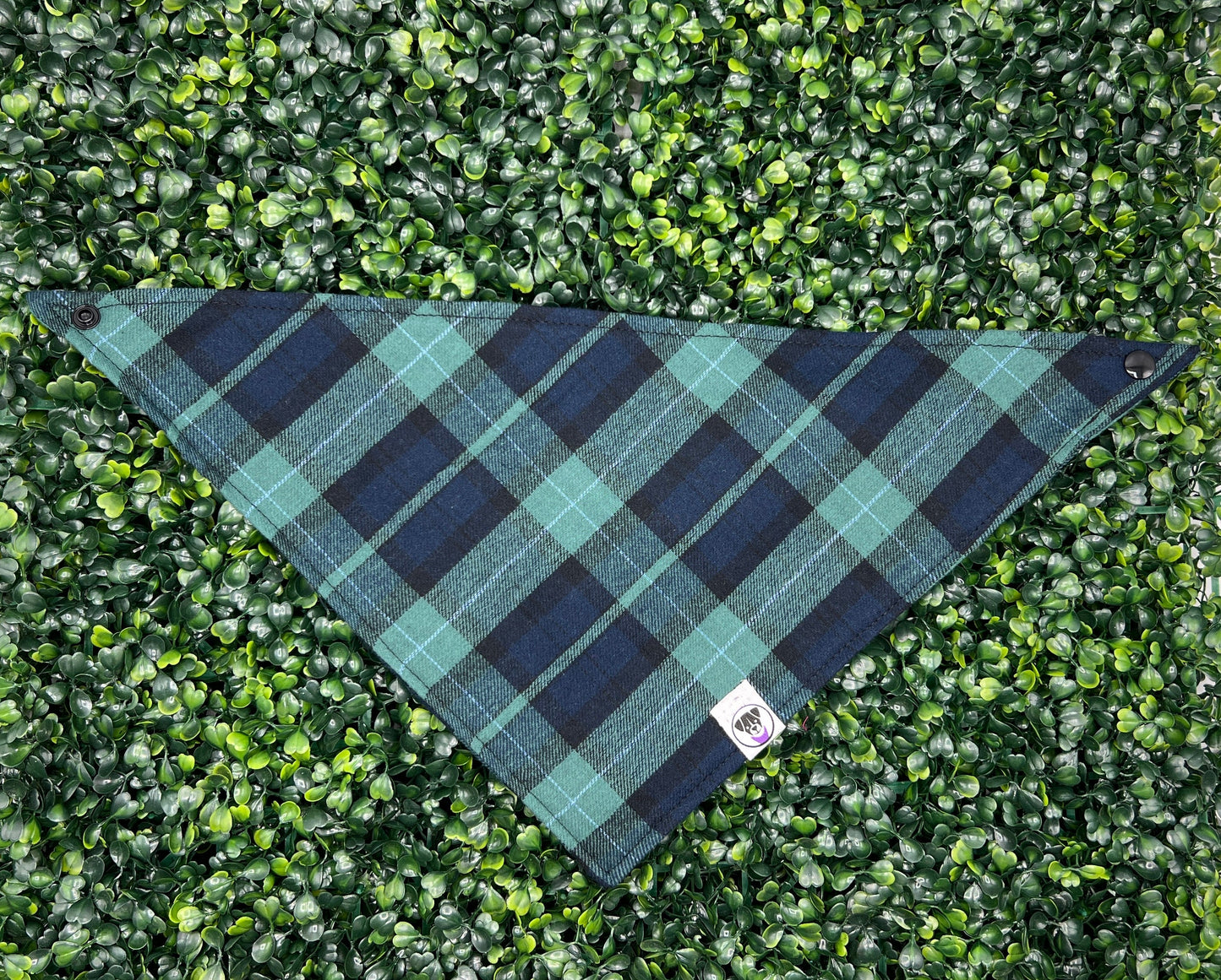 Green and Blue Large Plaid Flannel Bandana