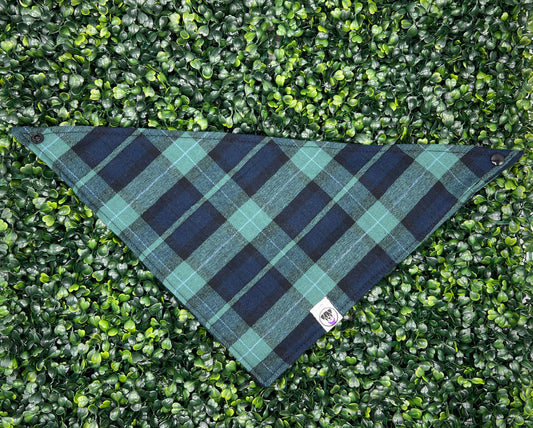Green and Blue Large Plaid Flannel Bandana