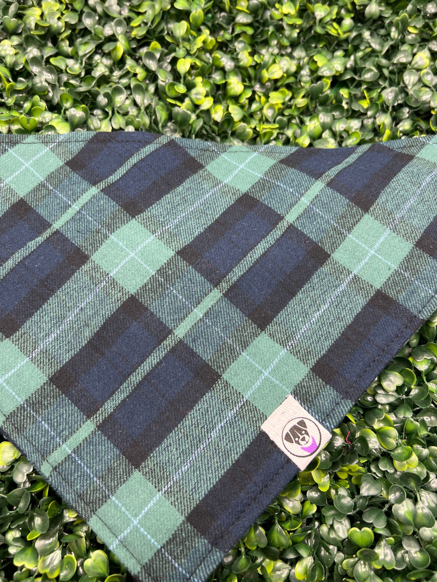 Green and Blue Large Plaid Flannel Bandana