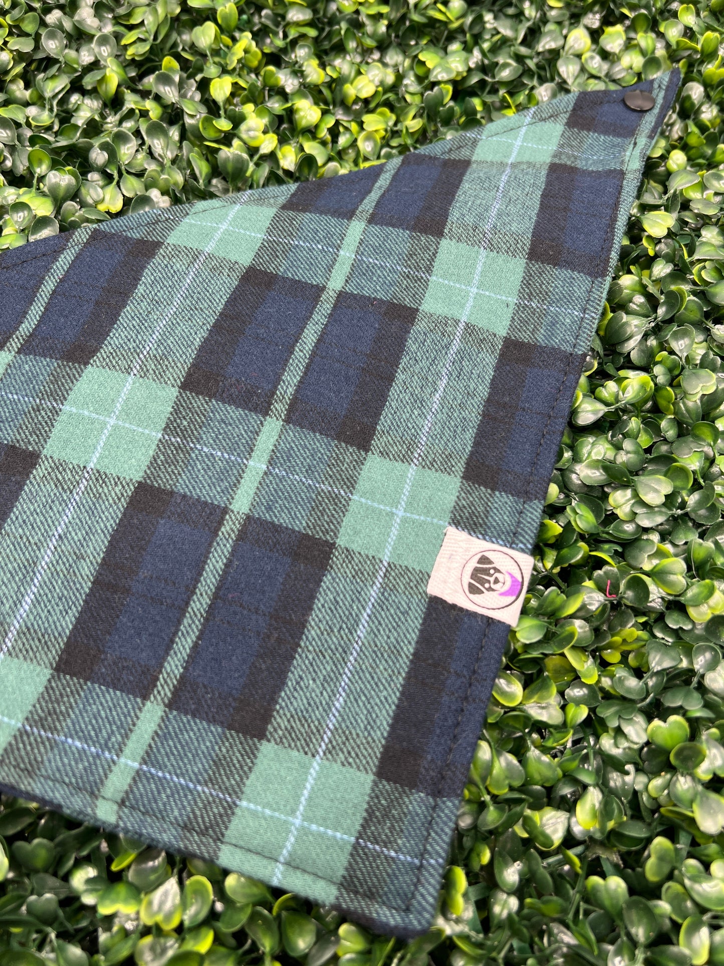 Green and Blue Large Plaid Flannel Bandana