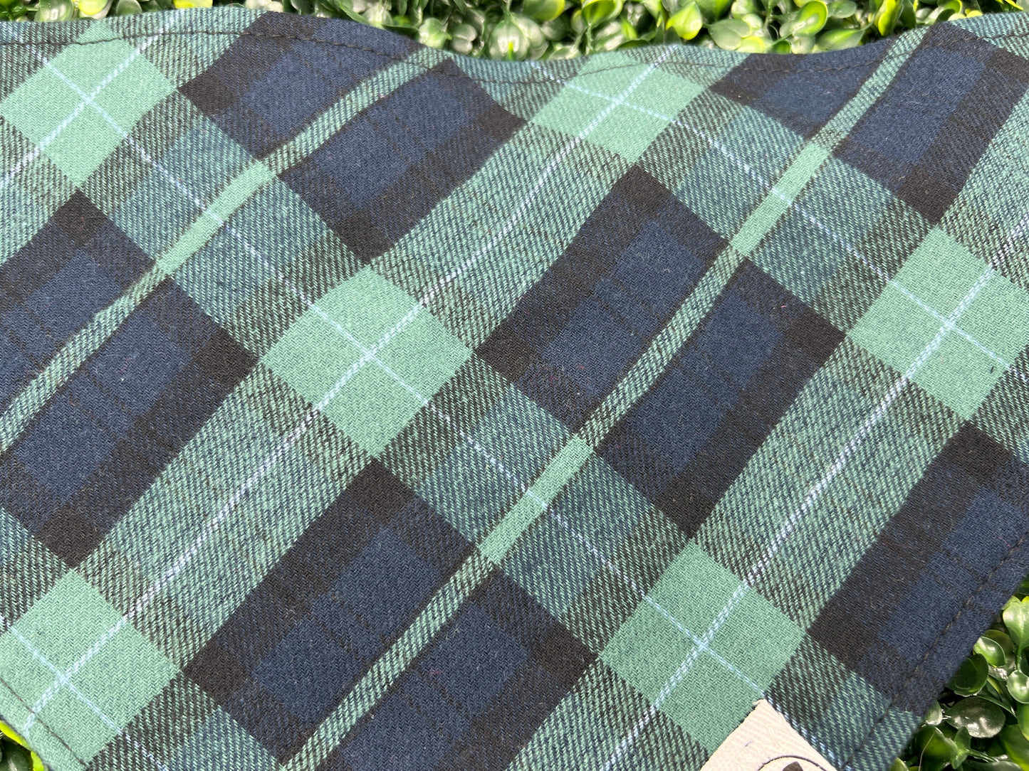 Green and Blue Large Plaid Flannel Bandana