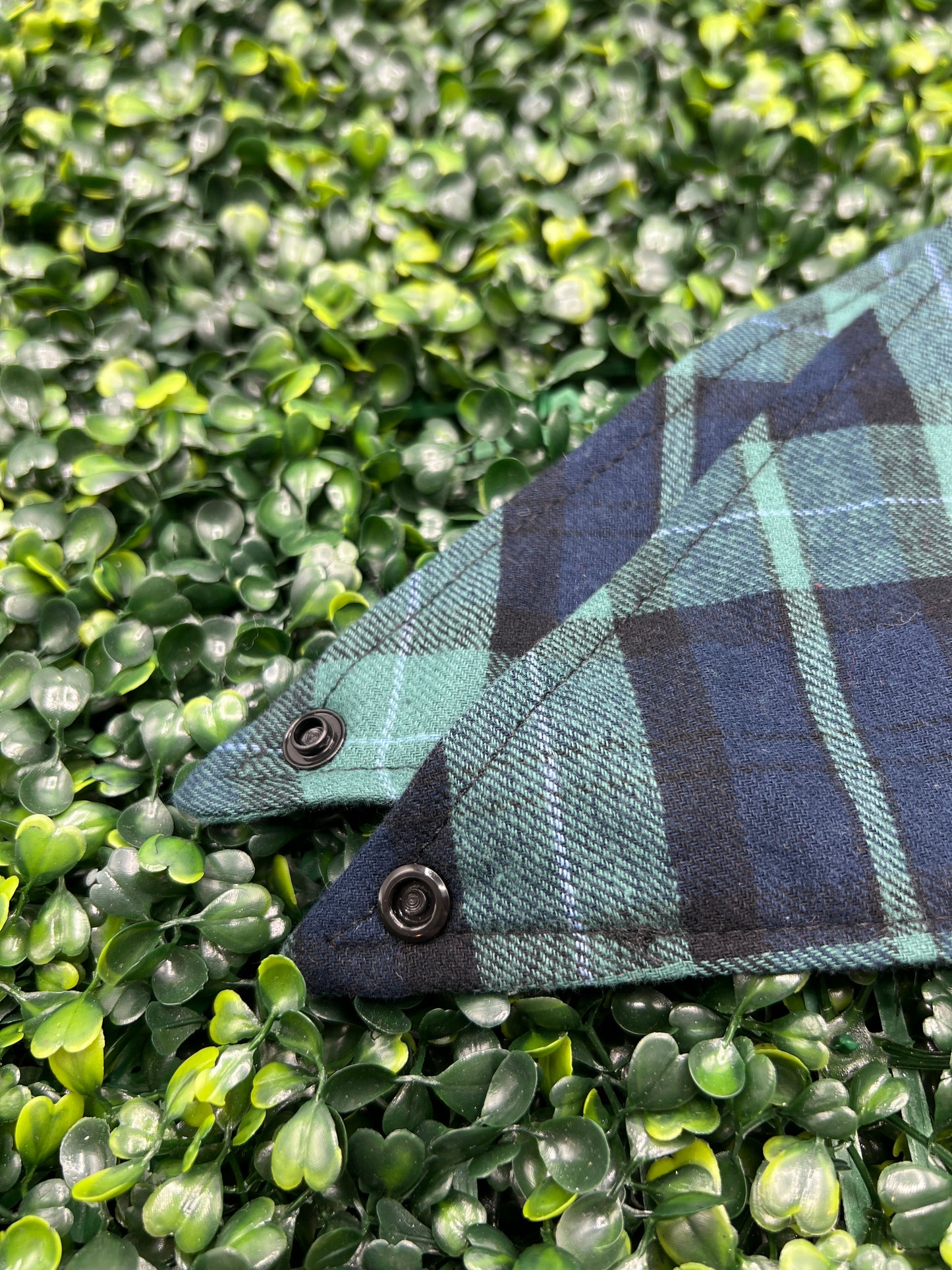 Green and Blue Large Plaid Flannel Bandana