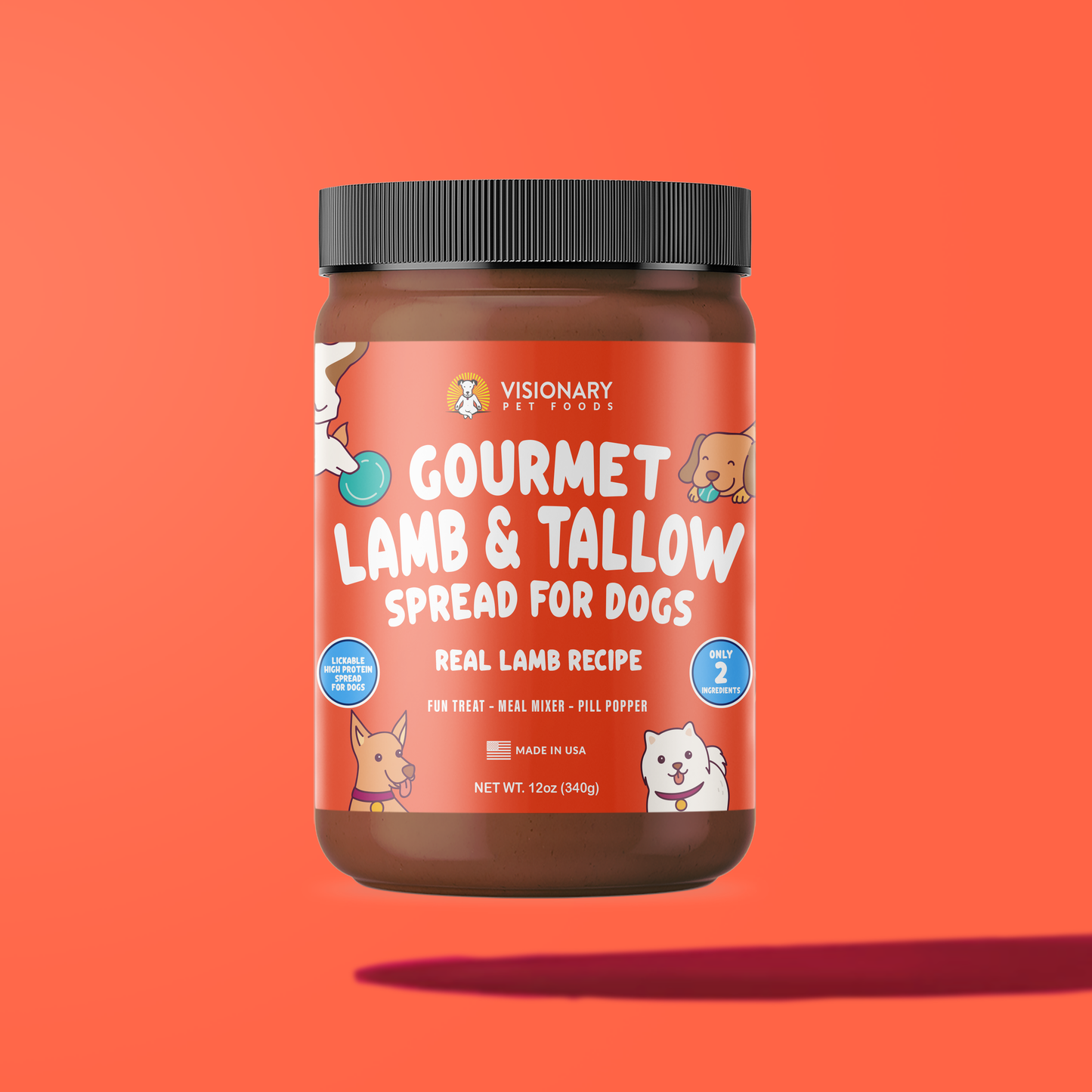 Lamb and Beef Tallow Meat Spread | NEW 12oz Jar - Doot's Pet LLC Collars For A Cause