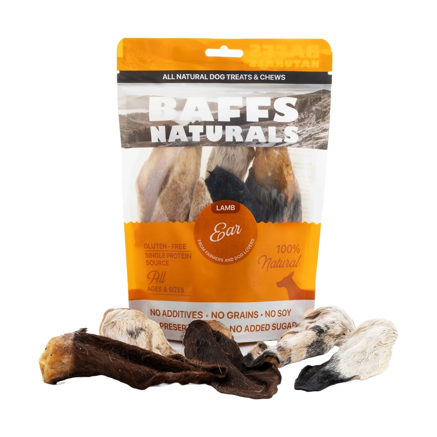 BAFFS NATURALS All-Natural Premium Lamb Ear Dog Chews – (3.5oz Bag) - Doot's Pet LLC Collars For A Cause