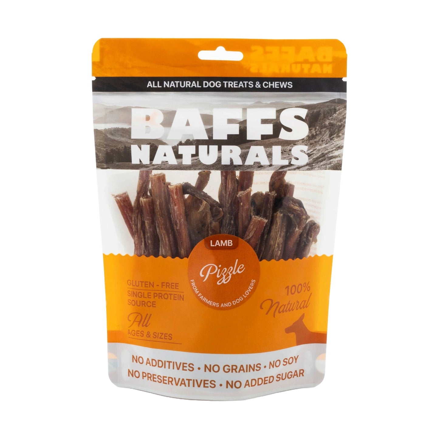 BAFFS NATURALS All-Natural Premium Lamb Pizzle Dog Chews – (8oz Bag) - Doot's Pet LLC Collars For A Cause