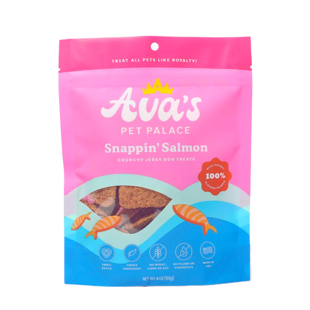 Ava's Pet Palace Crunchy Jerky Dog Treats - Snappin' Salmon Treats (4 oz) - Doot's Pet LLC Collars For A Cause
