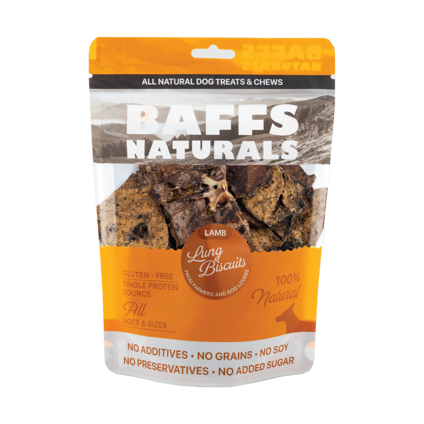 BAFFS NATURALS All-Natural Premium Lamb Lung Biscuits – 2 Pack (4oz Each) - Doot's Pet LLC Collars For A Cause