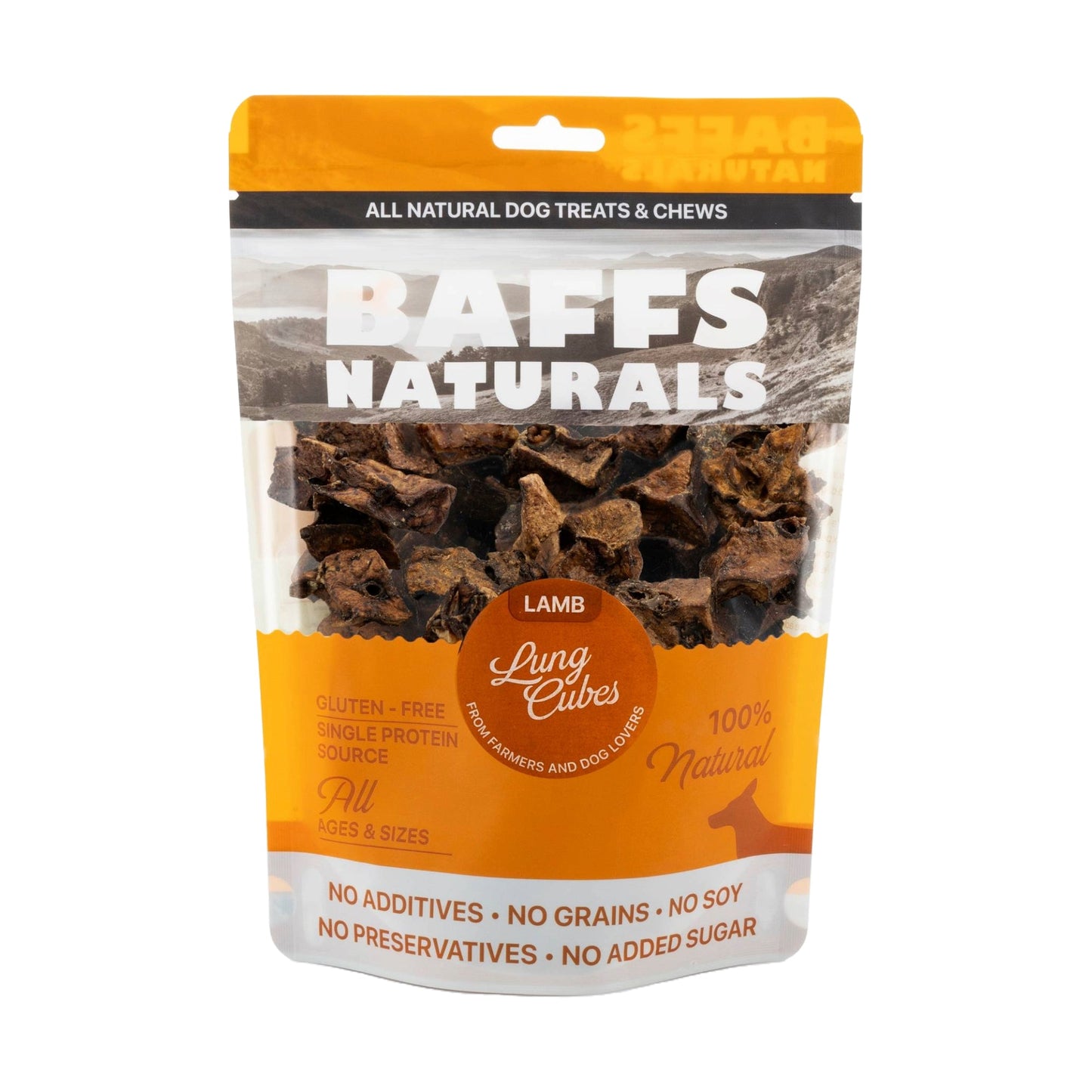BAFFS NATURALS All-Natural Premium Lamb Lung Cubes – (7oz Bag) - Doot's Pet LLC Collars For A Cause