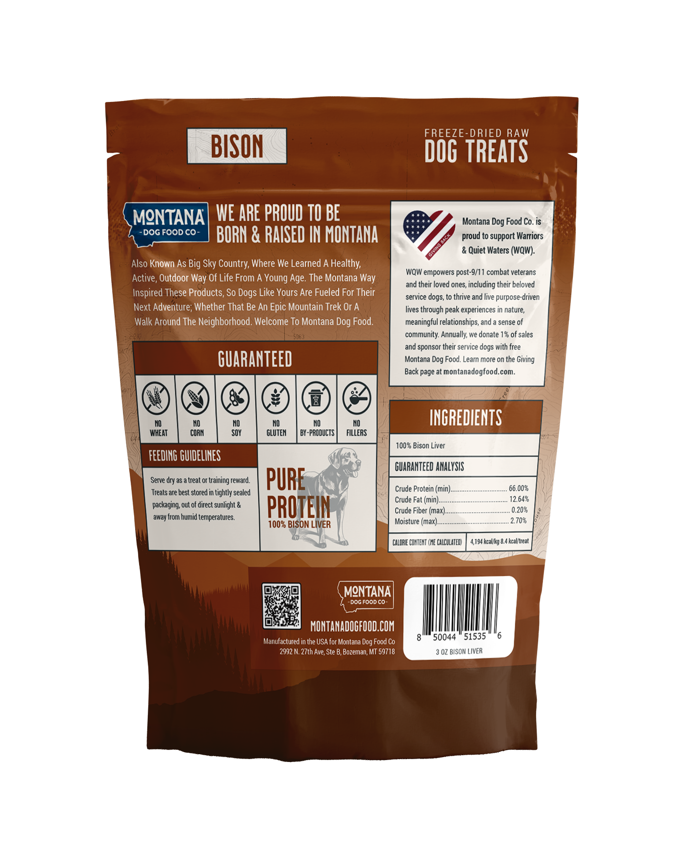 Bison Liver Freeze-Dried Raw Trail Snacks (Treats) for Dogs 3oz - Doot's Pet LLC Collars For A Cause