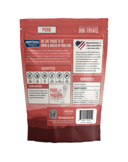 Pork Tenderloin Freeze-dried Raw Trail Snacks (Treats) for Dogs 3oz - Doot's Pet LLC Collars For A Cause