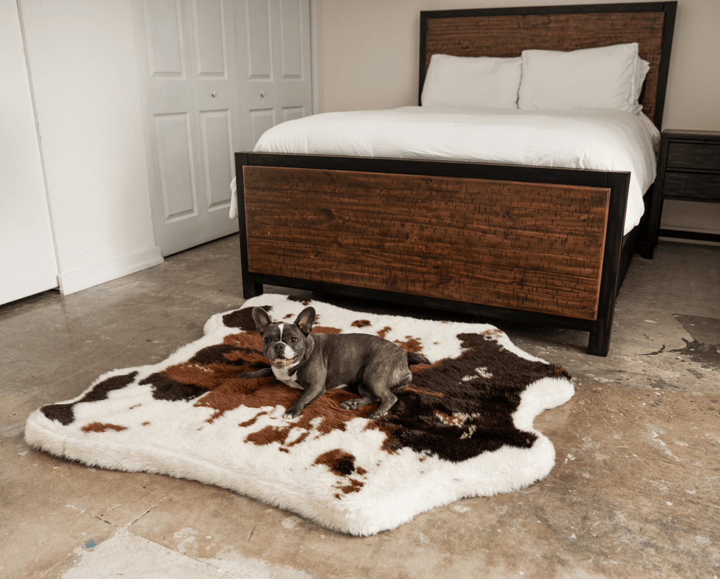PupRug® Animal Print Memory Foam Dog Bed - Brown Faux Cowhide - Doot's Pet LLC Collars For A Cause