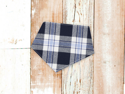 "Navy/White Plaid FLANNEL" Dog Bandana
