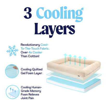 PupChill™ Cooling 4-Bolster Dog Bed - Arctic Sand - Doot's Pet LLC Collars For A Cause