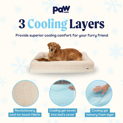 PupChill™ Cooling 4-Bolster Dog Bed - Arctic Sand - Doot's Pet LLC Collars For A Cause