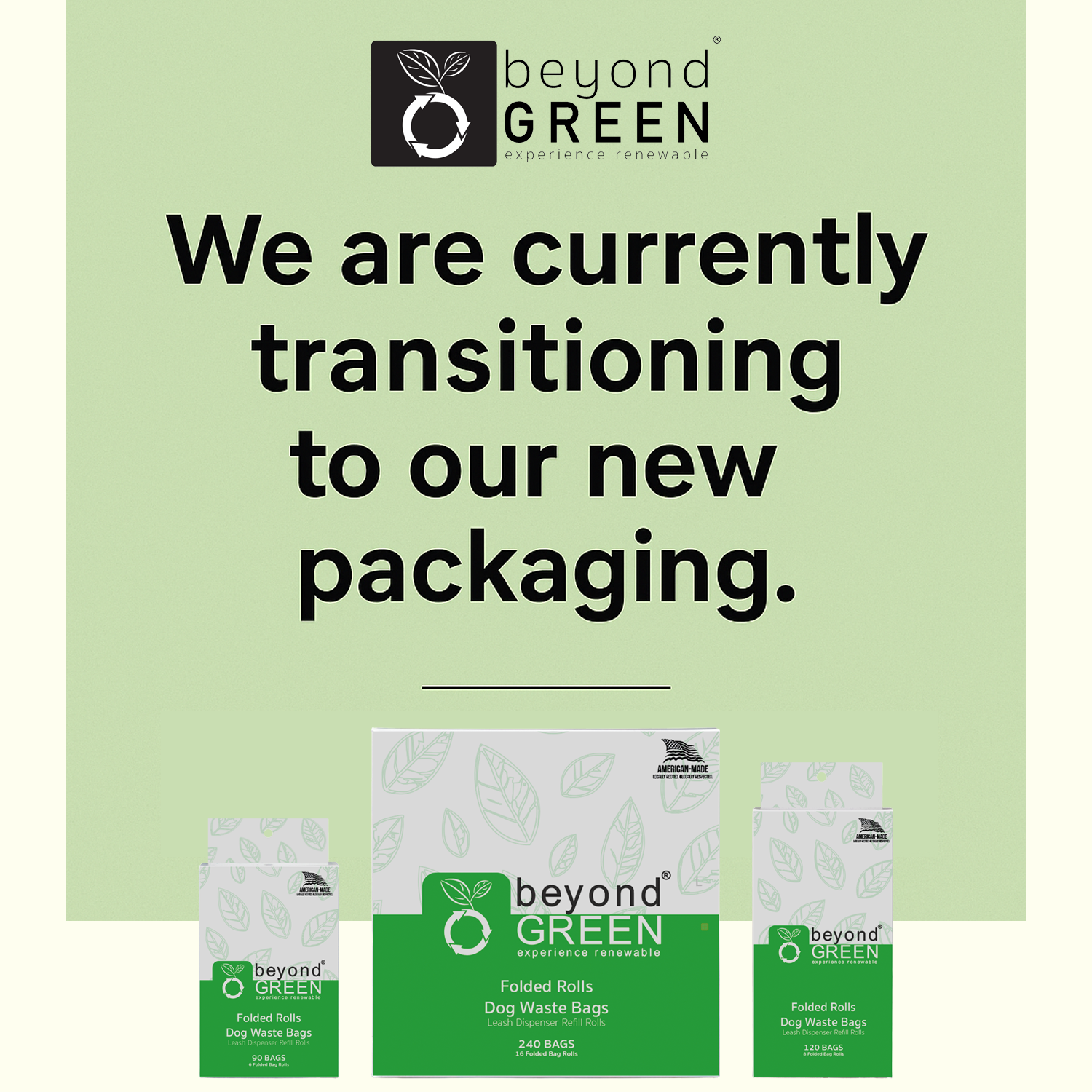beyondGREEN Dog Waste Bags – Folded Rolls – Made in USA, Leak-Resistant, Extra-Strong - Doot's Pet LLC Collars For A Cause