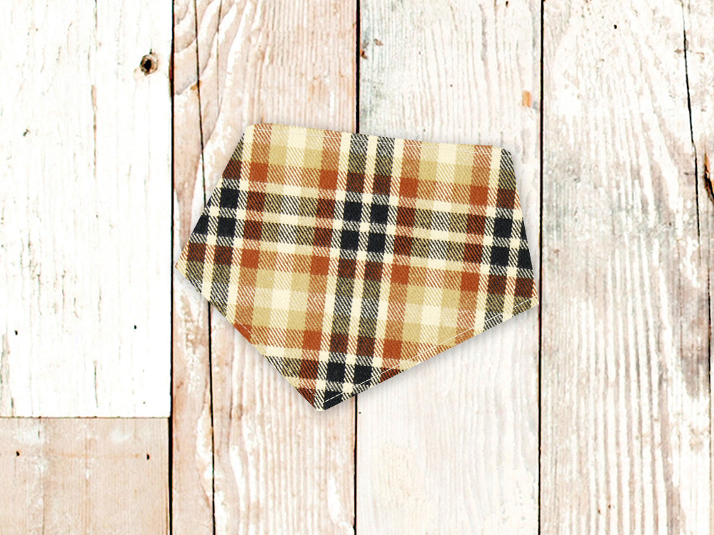 "Orange Navy Plaid FLANNEL" Dog Bandana