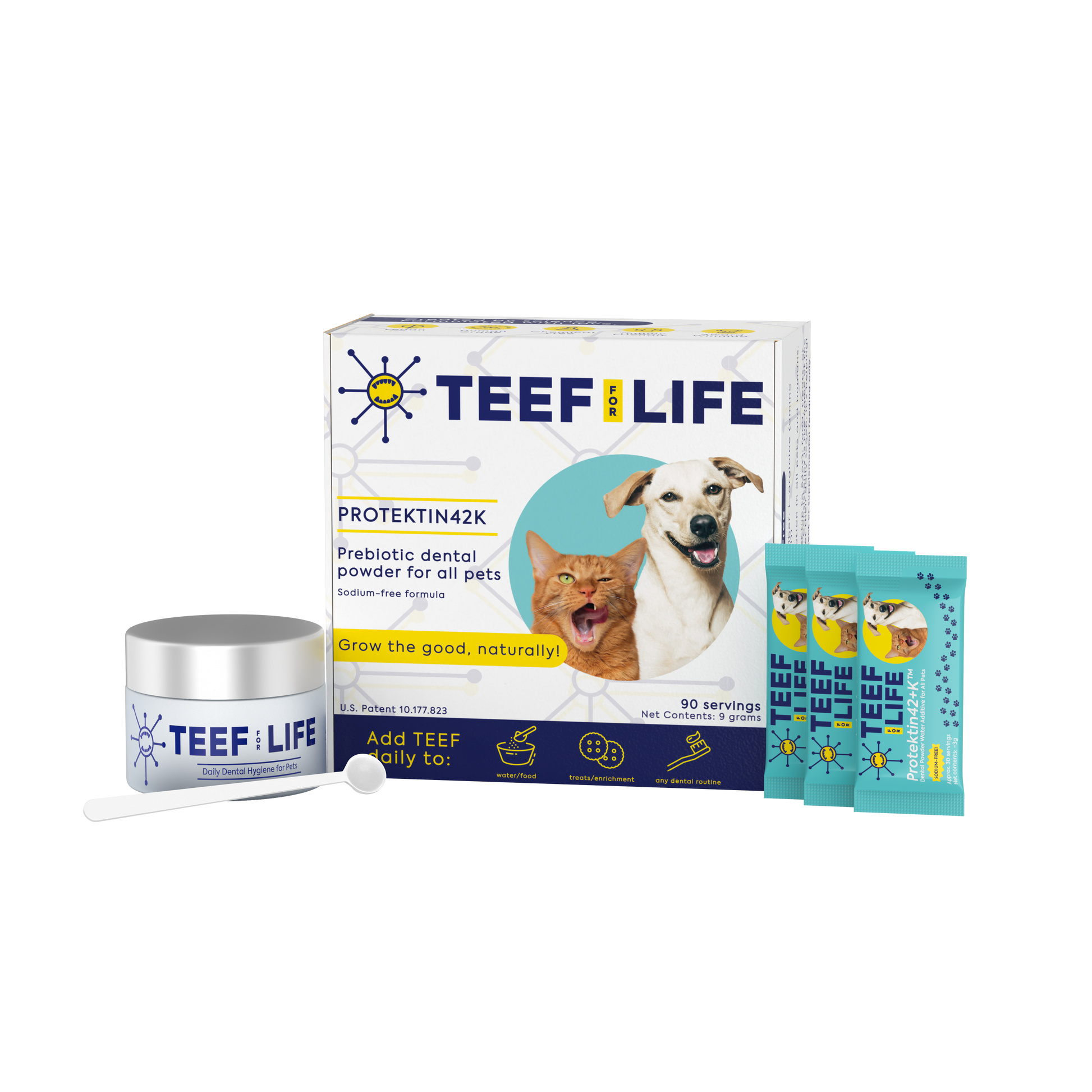 Dental Kits: Protektin42K - Prebiotic Dental Powder for All Pets (Sodium-free) - Doot's Pet LLC Collars For A Cause