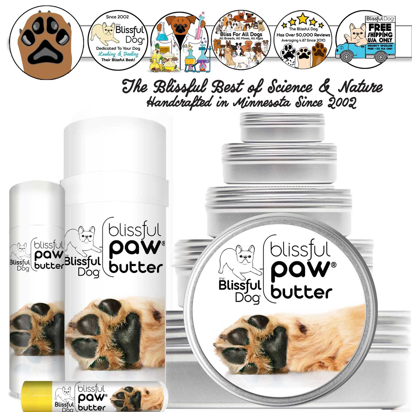 Blissful Paw® Butter Moisturizes Rough, Dry Paw Pads - Doot's Pet LLC Collars For A Cause