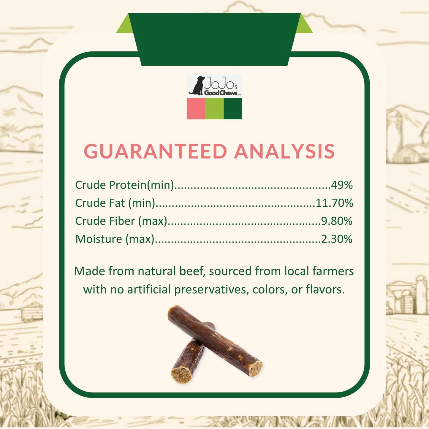 All-Natural Beef Sausage Dog Treats – Premium Chews Packed with Protein & Nutrients – 6 Inches (25/Case) - Doot's Pet LLC Collars For A Cause