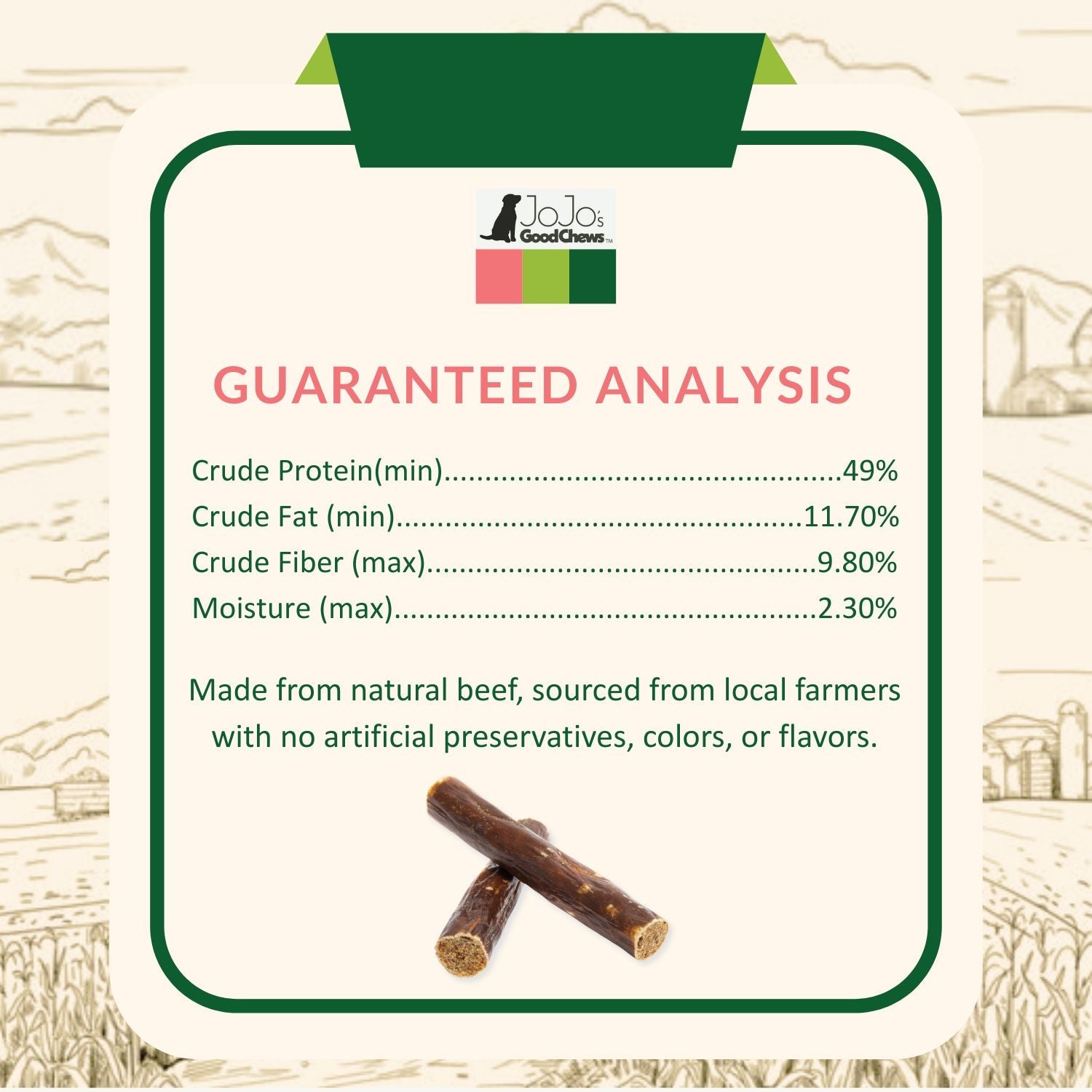 All-Natural Beef Sausage Dog Treats – Premium Chews Packed with Protein & Nutrients – 6 Inches (25/Case) - Doot's Pet LLC Collars For A Cause