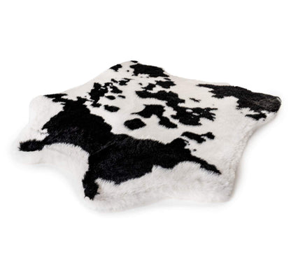 PupRug® Animal Print Memory Foam Dog Bed - Black Faux Cowhide