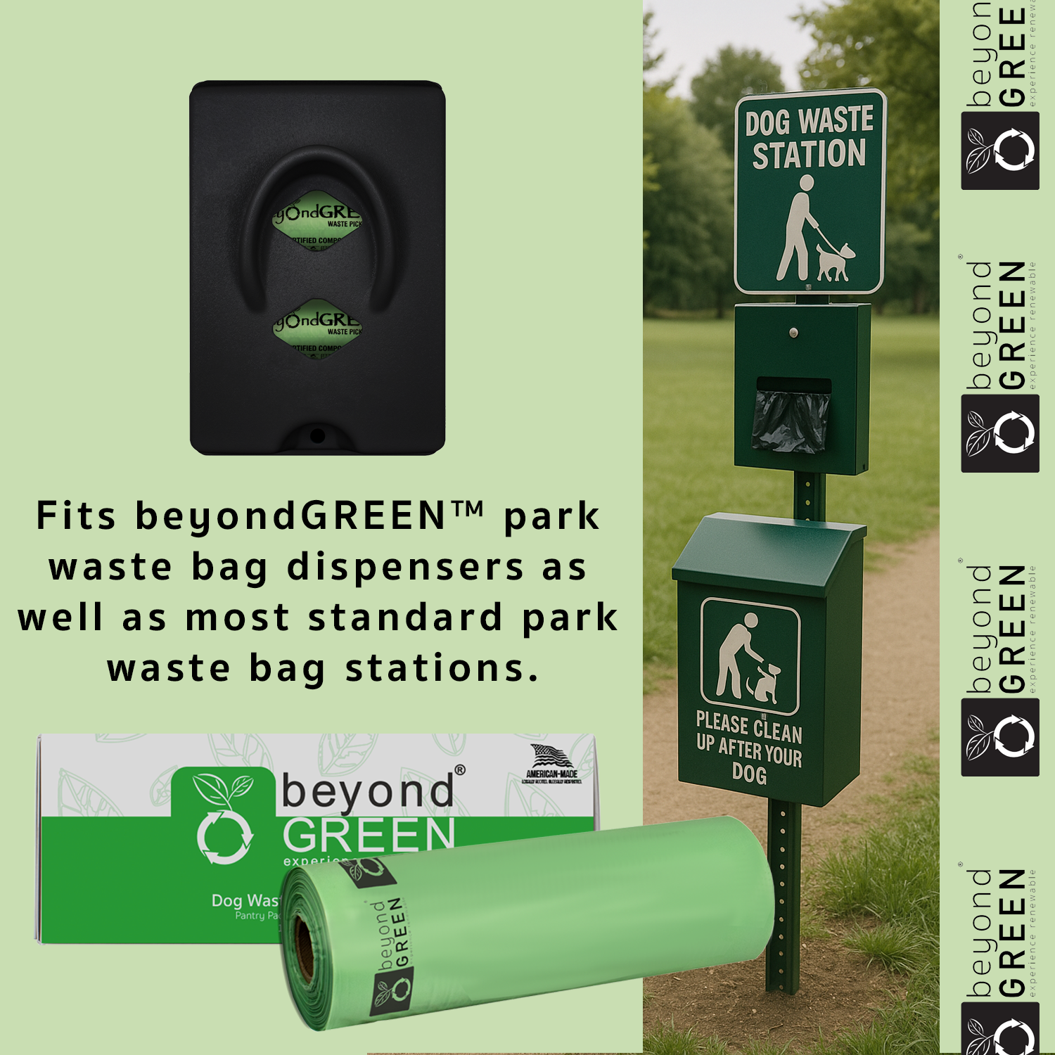 beyondGREEN Dog Waste Bags – Grab & Go Bulk Pack – 200 Bags on Roll with Core - Made in USA, Leak-Resistant, Folded Rolls - Doot's Pet LLC Collars For A Cause